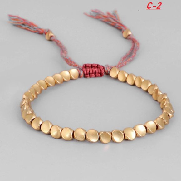 Tibetan Copper Copper Beads Braided Cotton Good Luck Friendship Bracelet Gift - Picture 5 of 5